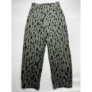 NWT Scoop Women's Leopard Print Green Black Barrel Jeans - Size 6/32" (30x31)